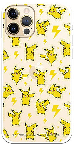 LA CASA DE LAS CARCASAS Schutzhülle für iPhone 12-12 Pro, offizielles Pokémon-Pikachu-Muster. Wählen Sie das Design, das Ihnen am besten gefällt, für Ihr iPhone 12-12 Pro