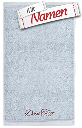 möve Superwuschel Handtuch mit Namen Bestickt, 50x100 Silver Silbergrau Baumwolle, Personalisiert bestickte Handtücher, Bad Frottee Handtuch besticken Lassen