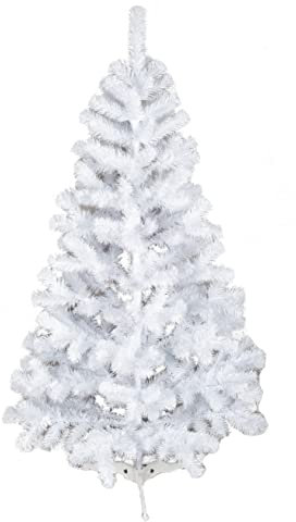 Albero di Natale Artificiale Canadian White| Altezza 150 cm | Diametro 100 cm | 129 Rami |Semplice e Veloce da Montare, non Necessita di Istruzioni |In PVC per Uso Interno