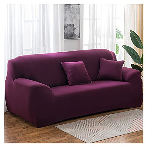 AMDXD Copridivano 3 Posti Viola Scuro Monocromo, Poliestere Copridivano Elasticizzato Antiscivolo 190-230cm