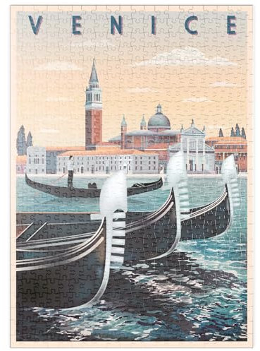 MyPuzzle Venedig, Italien, Art Deco Style Vintage Poster, Illustration - Premium 500 Teile Puzzle - MyPuzzle Sonderkollektion von Puzzle Galaxy