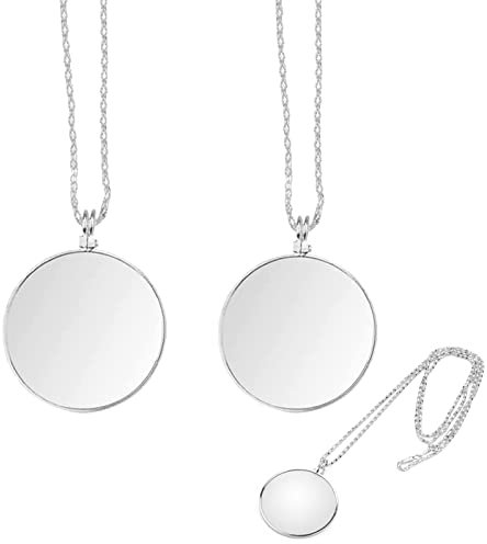 2 Stücke Monokel mit Kette, Monokel Silber, Vergrößerung Glas, Taschenlupe zum Lesen, Anhänger Lupe zum Büchern Zeitungen Arbeit Oder Reisen