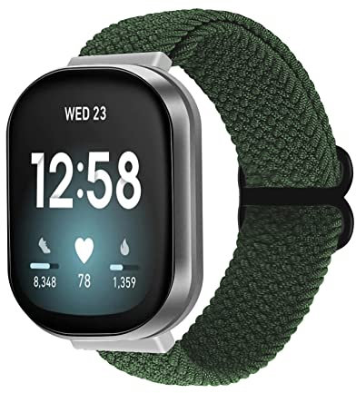 ToVioc Nylon Armband Kompatibel mit Fitbit Versa 3 / Fitbit Sense, Einstellbare und Elastizität Atmungsaktive Sportbänder für Fitbit Sense/Fitbit Versa 3 - Grün