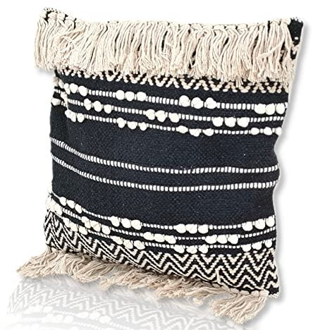 DARO DEKO 100% Baumwoll Kissen mit Füllung 45 x 45cm Boho Kissenbezug Sofakissen Dekokissen