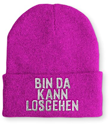 tshirtladen Bin da kann losgehen Statement Spruchmütze Beanie Mütze für Damen und Herren