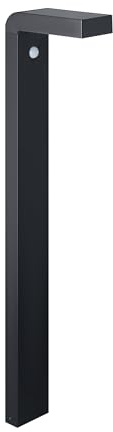 EGLO LED Solarlampe stehend Baracconi Außenlampe | mit Erdspieß und Bewegungsmelder, Solar Stehlampe außen, Down Light, Außenleuchte Garten aus schwarzem Aluminium, IP44