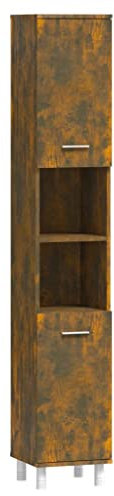 vidaXL Badschrank, Badezimmerschrank mit viel Stauraum, Schrank für Badezimmer, Badezimmermöbel Badmöbel Hochschrank Bad, Räuchereiche Holzwerkstoff