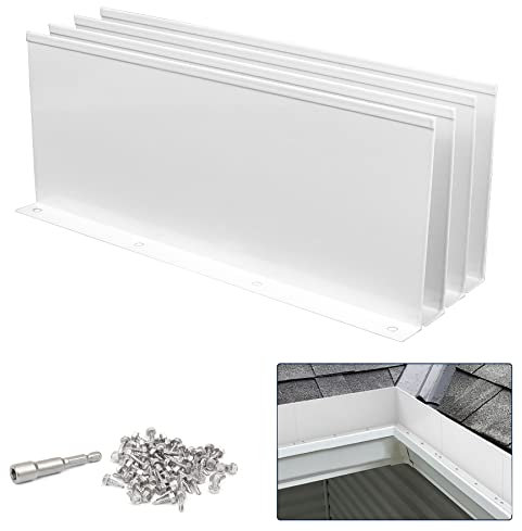 Pearwow Gutter Valley Spritzschutz, Aluminium-Regenumsteller, Dachrinne, Spritzschutz für Tal, Ecke oder gerade, je 25,4 cm (4 Stück, weiß)