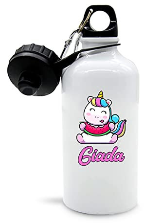 Colorfamily Borraccia in Alluminio Personalizzabile con Nome Unicorni Unicorno Bimbo Bimba Bambino Bambina Scuola Sport Tempo Libero 500 ml