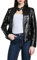 JOPHY & CO. Giacca Corta Donna Ecopelle con Tasche, Cerniere e Scollo Coreana (cod. 8820) (Nero Coccodrillo (cod. 8820), S)