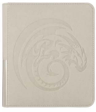 Dragon Shield Card Zipster Small Binder | Includes 20 Sideloading 8-Pocket Pages, Robust D-lock Rings, Trading Card Album for Pokemon, MTG, YuGiOh, TCG, OCG & Sports Cards | Ashen White