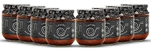 Schnecken in Soße. Gekochte Schnecken 550gr (8 Stück). Familiäres, hausgemachtes und handwerkliches Rezept. Geschmorte Schnecken. Gourmet-Konfitüren. Escargots Gourmet. 100 % in Spanien hergestellt.