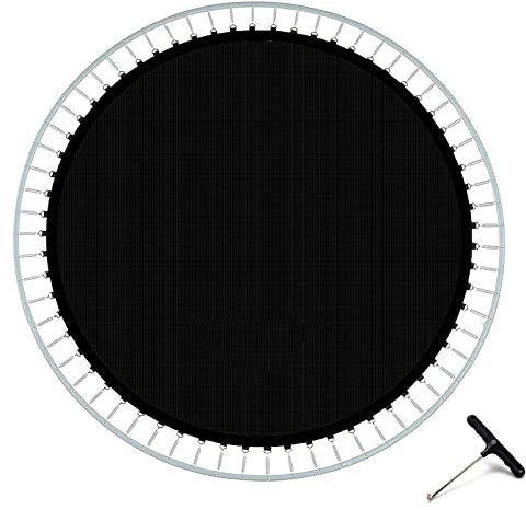 DASJD Trampoline Jumping Mat, Trampoline Replacement Mat 8/10/12FT, Trampoline Pad Trampoline Parts with W/Trampoline Spring Pull Tool T-Hook, Compatible with Round Frames,12FT/80 Buckles