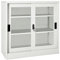 Homgoday Armario con puertas correderas, color gris claro, 90 x 40 x 90 cm, de acero, aparador de cocina, mueble de almacenamiento para dormitorio, oficina