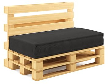 chilly pilley® Palettenkissen Palettenauflagen aus Cord für EU-Paletten - Abnehmbarer Bezug - Sitzkissen - Rückenlehnenkissen viele Farben (Schwarz, Sitzkissen 120x60)