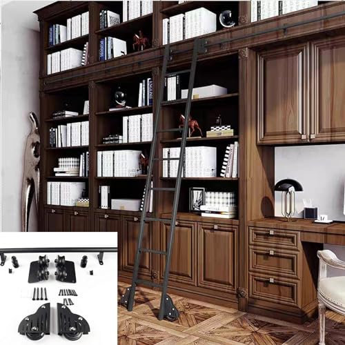 Rail Porte Echelle Coulissante Suspendus - Rails D'échelle Coulissants Pour Bibliothèque, Rail D'échelle Mobile En Tube Rond En Acier (sans Échelle), Avec Roues À Roulettes Au Sol ( Size : 400cm(13.1
