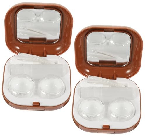 Gatuida 2 Pack Compact Case for Travel Eye Contacts Storage Box Mirror Safe and Leakproof