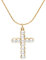 Aleasha Kreuz Perlenkette Damen Weiße Perle Anhänger Kreuz Gold Halskette Edelstahl Mädchen Weihnachten Schmuck Geschenk