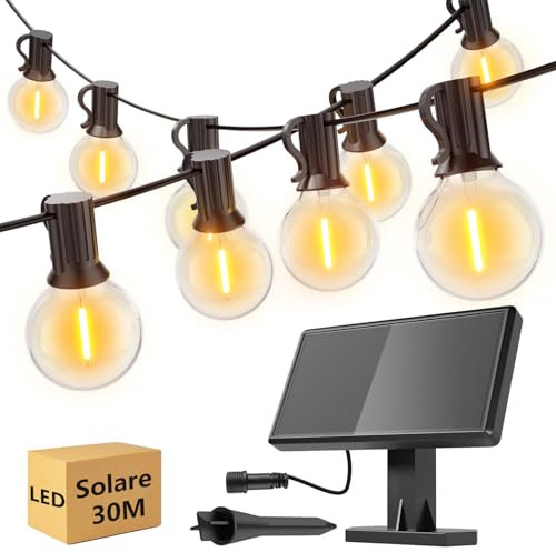 Miootly Solar Lichterkette Aussen LED, 30M IP65 Wasserdicht Lichterkette Außen Solar mit 50+2 Lampen, Wetterfest Solar Lichterkette Outdoor für Garten, Terrasse, Hof, Balkon, Zaun, Warmweiß