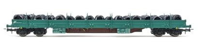 Rivarossi HR6553 FS, 4-achsiger Rungenwagen Bauart Res, grüne Lackierung, beladen mit Drahtspulen, Ep. VI Modelleisenbahn – Schienenfahrzeuge – Waggons
