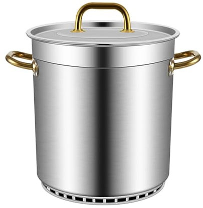 Pentola in acciaio inossidabile, secchio for zuppa con coperchio, secchio multifunzione for uso domestico/commerciale, for fornello a gas (fiamma aperta)(Size:30x30cm)