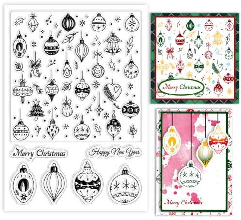 GLOBLELAND Weihnachts Hintergrund Silikonstempel Dekorative Glocken Transparente Stempel Glühbirne Klare Stamps Für Karten Herstellung DIY Scrapbooking Basteln