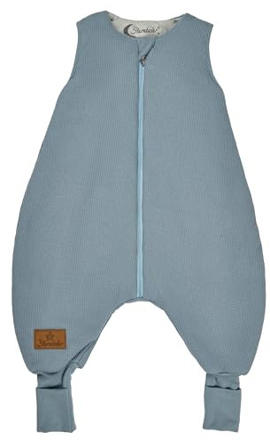 Sterntaler Schlafsack mit Beinen 92/98 Rexi - Kinder und Baby Schlafsack aus Jersey in Waffeloptik mit Beinen, gefüttert mit Jersey, leicht wattiert, 2-Wege-Reißverschluss, TOG 2,5 - blau