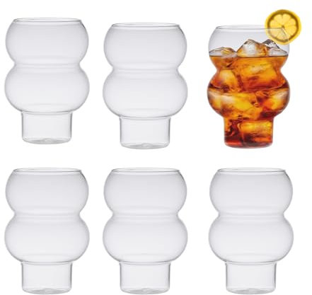 Zoha Two Bubble Gläser 6er Set à 535 ml – Trinkgläser für Heiß- & Kaltgetränke – Design Bubble Glass aus Borosilikatglas – Teegläser, Eiskaffeegläser, Kaffeebecher Glas – Spülmaschinengeeignet