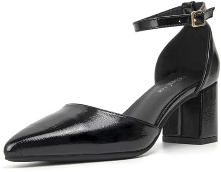 qibusleen Damen-Sandalen mit geschlossener Spitze und Blockabsatz, Knöchelriemen, Pumps mit klobigem Absatz für Damen, Party, Hochzeit, Elegante, Bequeme Sandalen aus Leder und Wildleder