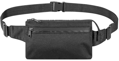 Gürteltasche mit extra langem Riemen, max. verstellbarer Riemen, Übergröße, Umhängetasche, erweiterte Länge, Hüfttasche für Reisen, Wandern, Laufen, Sport, Schwarz (schwarz)