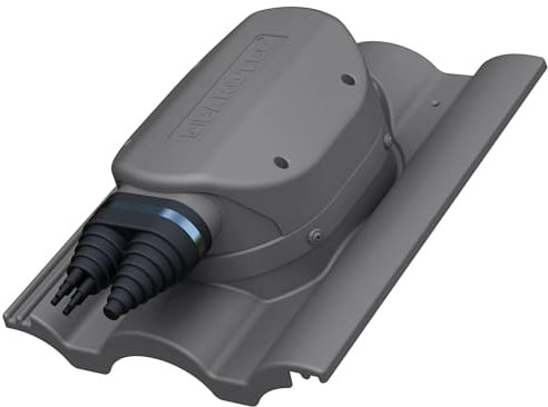 Wasserdichter PV Solardurchgang für Braas - Taunus – RAL 7024 Graphit | Dachziegel, Solar Dachdurchführung, Photovoltaik-Dachdurchgang, wasserdicht, EPDM-Dichtung, 360° drehbar