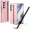 Custodia per Galaxy Z Fold6 con penna stilo, custodia per Fold 6 con protezione per lo schermo + slot per S Pen, custodia in pelle per Samsung Galaxy Z Fold6 con cerniera-Rosa