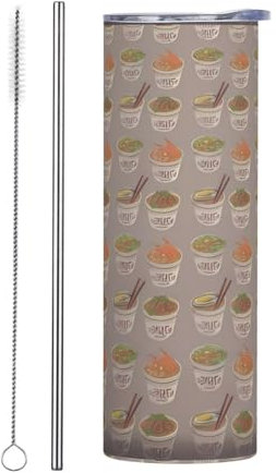 Eierbecher, Nudel-Ramen, gerader Edelstahlbecher mit Deckel, wiederverwendbar, Büro, Reisen, Sport, Camping, Thermobecher, Strohhalm, zweiteiliges Set