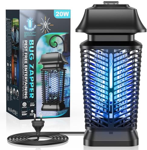YEEFON Insektenvernichter Elektrisch, Mückenfalle 20W Mückenlampe mit UV-Licht, Fliegenfalle Elektrisch Mückenabwehr, Keine Giftigen Chemikalien für Mücken,Motten,Fliege, Wasserdicht IPX4
