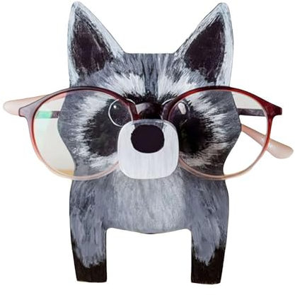 Brillenständer aus Holz, handgefertigter Brillenhalter aus Holz, geschnitzt, Dinosaurier/Oktopus/Hund/Kaninchen/Elefant/Fuchs/Katze/Bär, Brillenhalter für Nachttisch (Stil B)