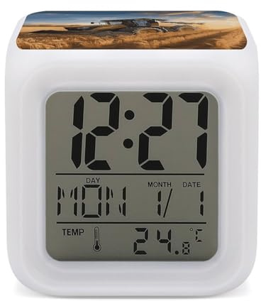 HJUQNGF Wecker mit kleinem LED-Display, digitaler Wecker, Bauernhof, Traktor, Ernte, bunte Uhr, elektronische Uhr mit 7 Umgebungsbeleuchtung, Schlaf-Timer für Schlafzimmer, einfache Bedienung