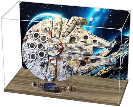 Acryl-Vitrine für Lego 75192 Deluxe Millennium Falcon Modell, 3 mm staubdichte Schaukasten, Vitrine kompatibel mit Lego 75192 (Modell nicht im Lieferumfang enthalten) (Hintergrund Build B)