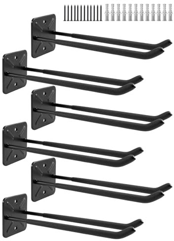 Sinoer Ganci da garage, supporto a muro, organizzatore per rimessa, ganci utilitari per il riordino di cortile, attrezzi, lunghezza 32 cm, carico: 80 kg per ogni gancio (confezione da 6)