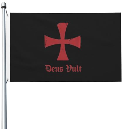 Bandera Cruz Deus Vult Caballeros Templarios Resistente Al Viento Flag Fuerte Banderin Para Fiesta Festivales Exterior 90X150cm