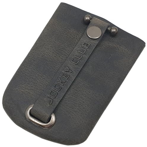 myledershop Büffel-Vollleder Schlüsselglocke mit einen ein- und ausziehbaren Schlüsselring (Vintage-Grau)