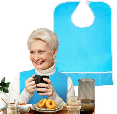 Yuanchu Lätzchen für Erwachsene, Wasserdichte PVC Lätzchen mit Krümelfänger für Senioren Abwaschbar Schlabberlatz Kleidungsschutz Mehrweg Latz für Ältere zum Essen Menschen Behinderte Männer Frauen