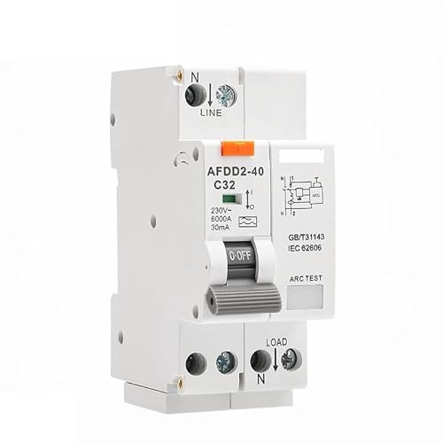 KRIECK Diferencial Rearmable,Interruptor Diferencial Dispositivo de prevención de Incendios por Control AFDD+RCCB Tipo A 2P 40A 30mA(40A 30mA)