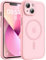 TOCOL für iPhone 13 Hülle für Magsafe, Vollständiger Kameraschutz Stoßfest Kratzfest Transluzente Rückseite Magnetisch Handyhülle für iPhone 13 Case, Rosa