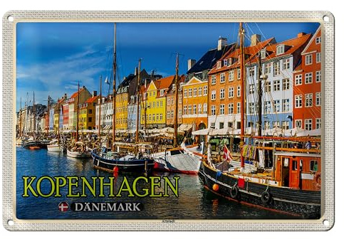 Blechschild | Kopenhagen | Dänemark | Altstadt | Dekoration | 18 cm x 12 cm