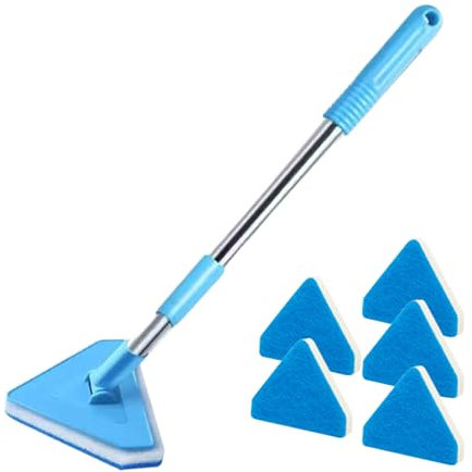 Fish Tank Cleaner - Aquarium Glass Scrubber | Triangle Sponge Brush With Telescopic Handle | Algae Scraper | Fish Tanks Aquarium Gravel Cleaning Scrapers | Sponges Tool Cleaners For Pond