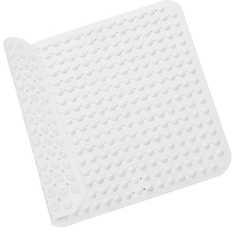 Tappetino Doccia, 80 x 80 cm Quadrato Tappetino Antiscivolo, Tappeto Antiscivolo Vasca con Ventose, Tappetino Antiscivolo in PVC, Tappeto Doccia Quadrato Grande, per Doccia e Sauna(Bianco)