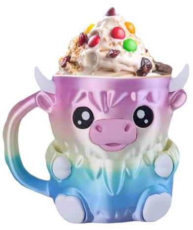 Qikam Highland Cow Eiscreme Pint Halter, Niedlicher Highland Cow Ice Cream Pint Holder, Anti-Freeze Hände Eiscreme Becher Hülle, Passend Für Ben & Jerry's 473 ml, Gift For Highlands Cows Lovers
