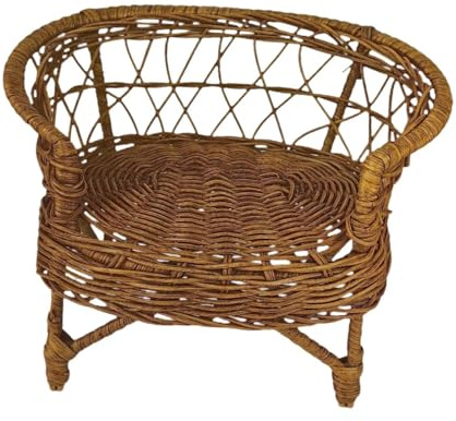 1:12 Puppenhaus Rattan Stuhl Miniatur Handwerk Miniatur gewebte Möbel für Puppe Ob11 Weidenstuhl Zubehör