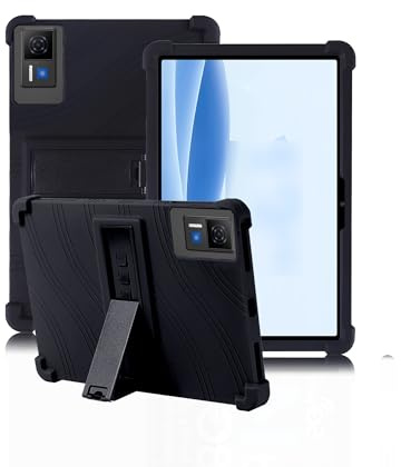 Case for Blackview MEGA 8/DOOGEE U13 13 Inch Tablet,daunke Soft Silicone Cover,with Folding Stand,Anti-Scratch,Lightweight Shockproof,All-Around Protection,Black