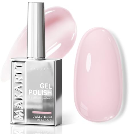 Makartt Pink Gel Nail Polish 15ml One-Coat Pigment Full Colour HEMA-Free | Long Lasting 14-Day High Gloss Chip Resistant Soak Off, Easy to Apply, Bio-Based 105° Brush Natural Artificial Nails UV/LED